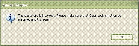 Incorrect password notification