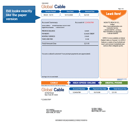 The statement is a replica of the paper statement. With added interactive elements
