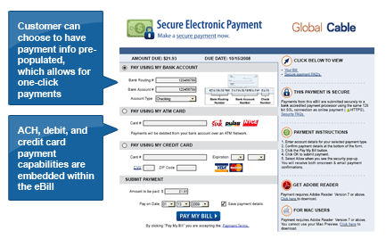 Striata BillPay with one-click payment capabilities are embedded into the electronic bill.