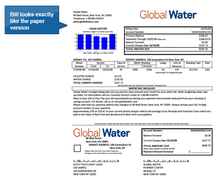 The statement is a replica of the paper statement. With added interactive elements