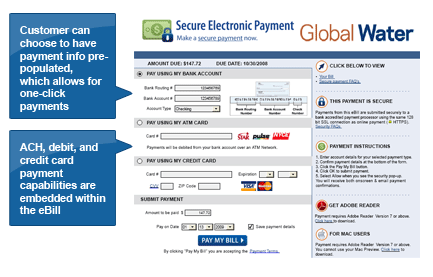 Striata BillPay with one-click payment capabilities are embedded into the electronic bill.