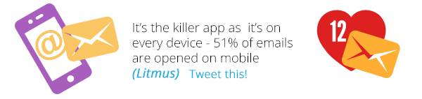 It's the killer app as it's on every device - 51% of emails are opened on mobile (Litmus)